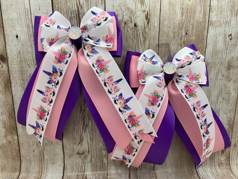 Benny Bows Fantasy Unicorns on Pink & Purple