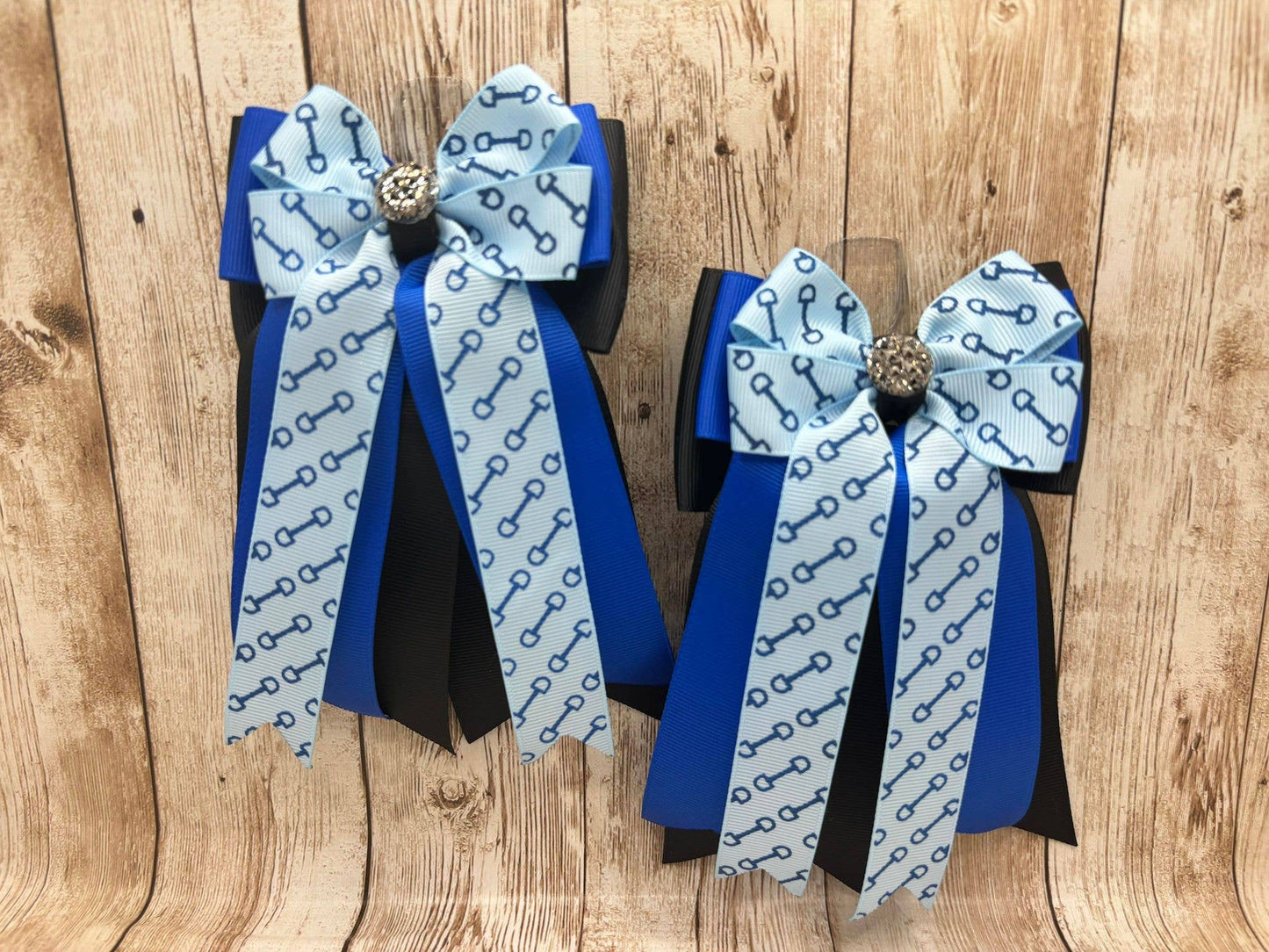 Benny Bows Royal Blue Bits on Light Blue and Black