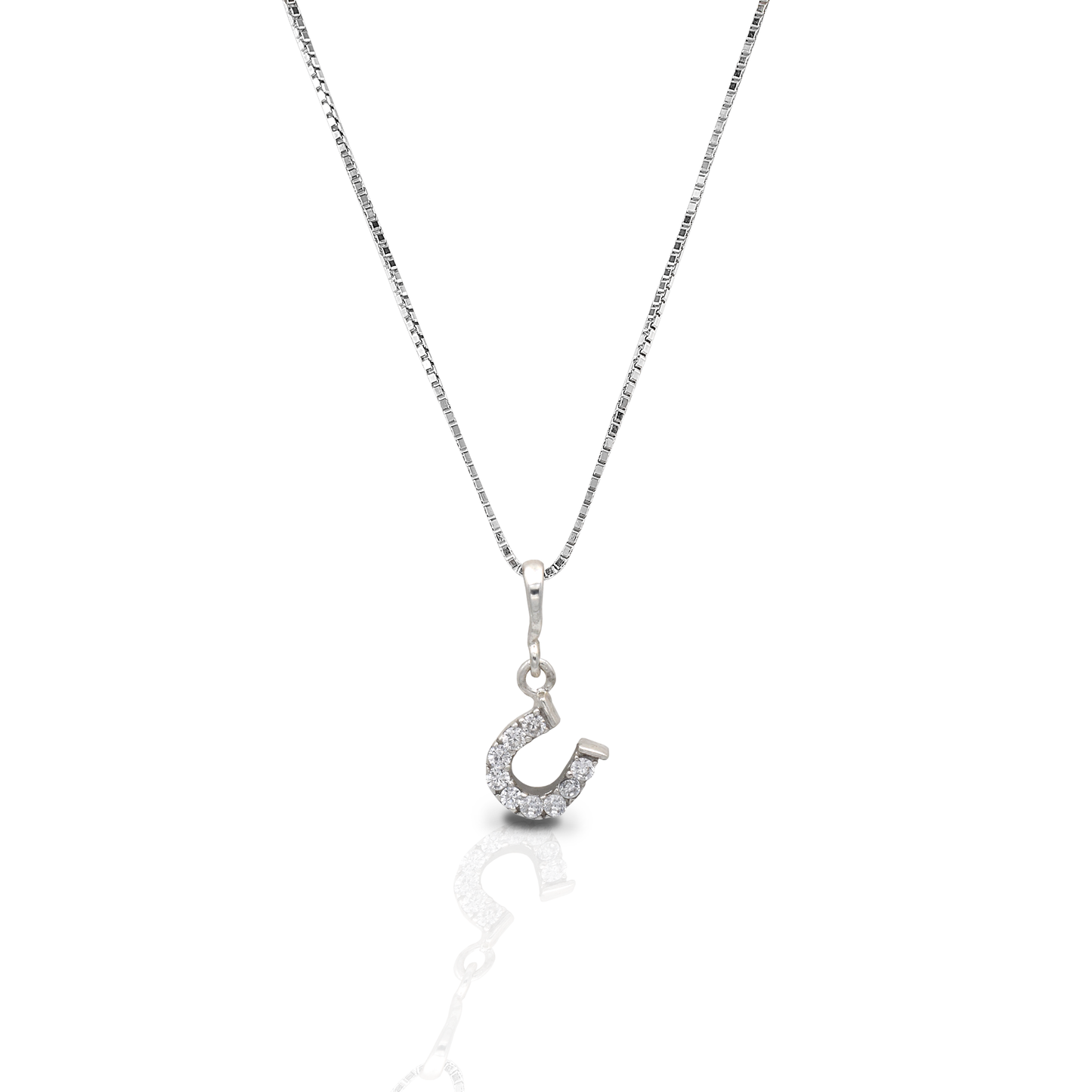 Kelly Herd Clear Dangle Horseshoe Necklace - Sterling Silver