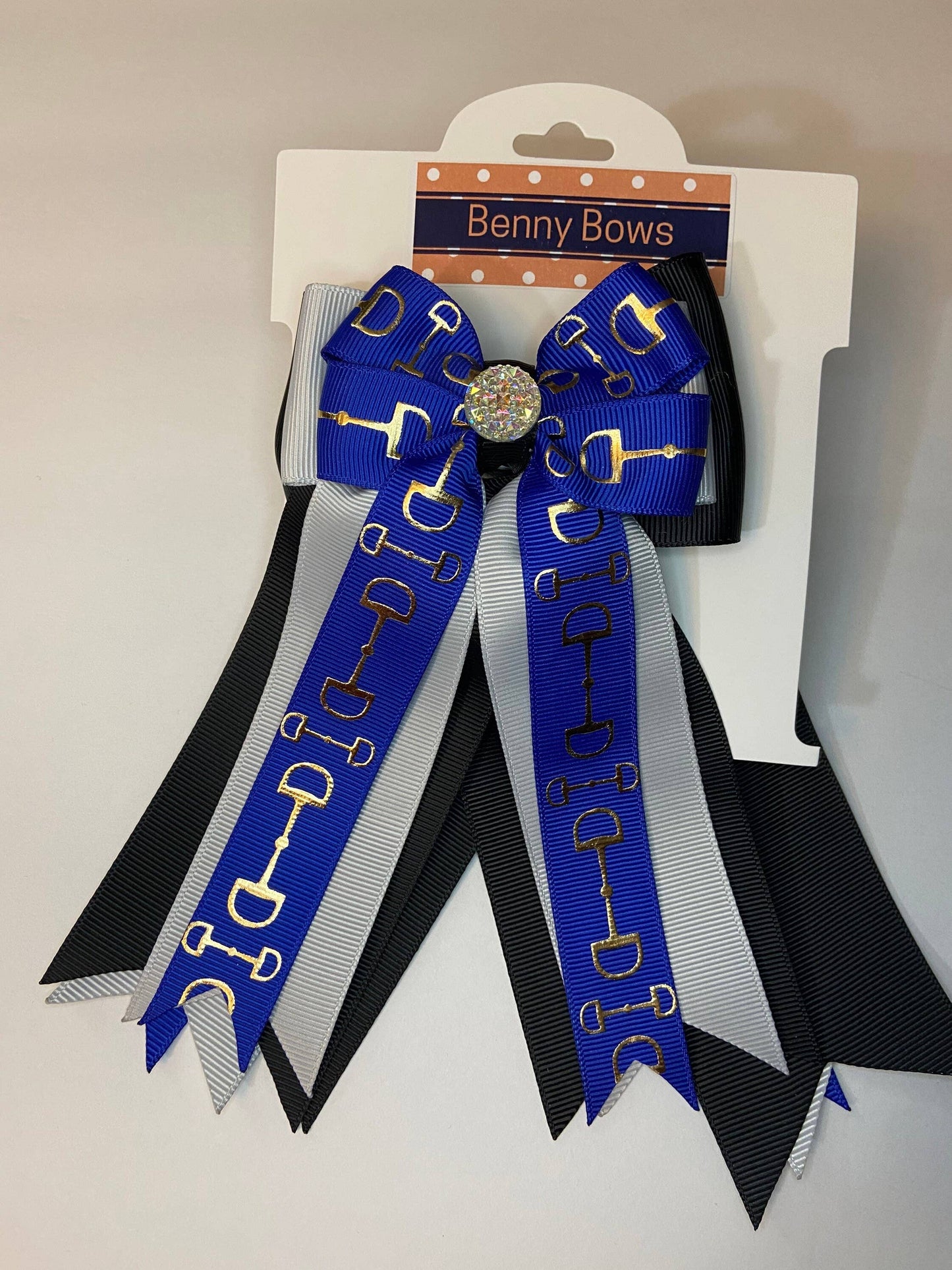 Benny Bows Royal Blue Bits on Silver and Black