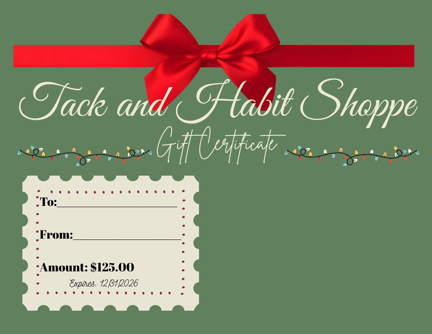 Christmas 2025 Gift Card for Tack and Habit