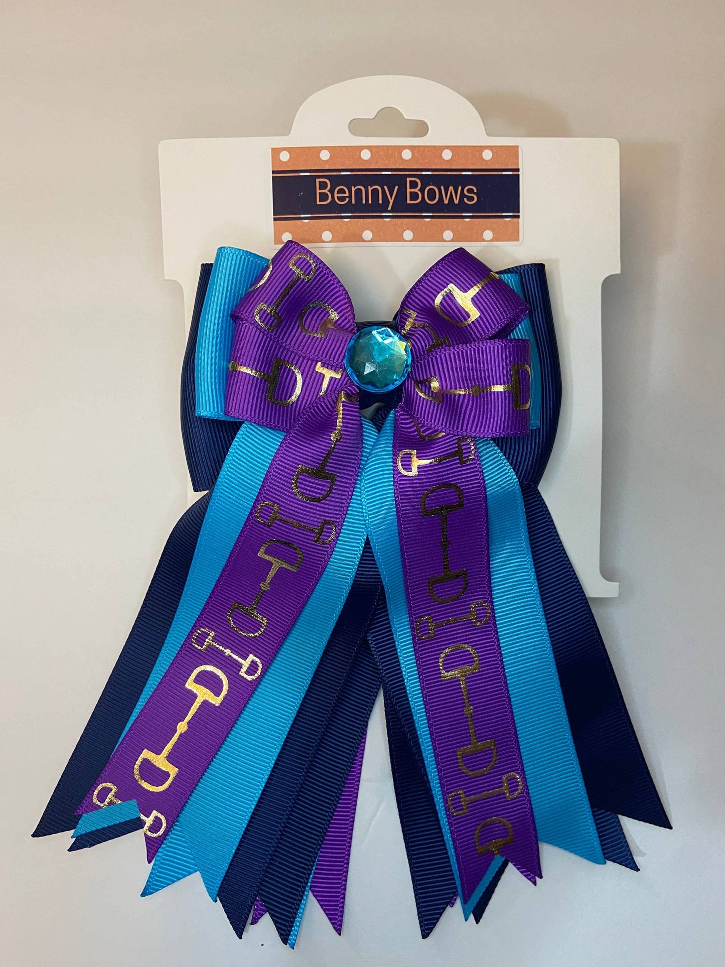 Benny Bows Purple Bits on Turquoise & Navy